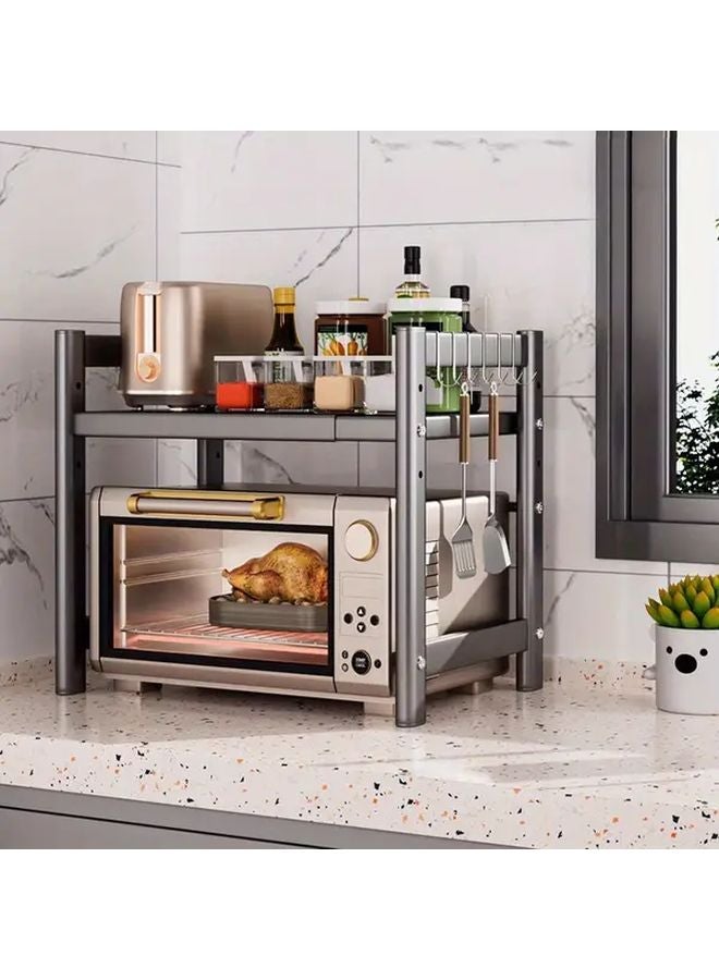 Gray Heavy Duty Expandable Microwave Stand Adjustable Oven Rack With Hooks 200lb Capacity - Image 5